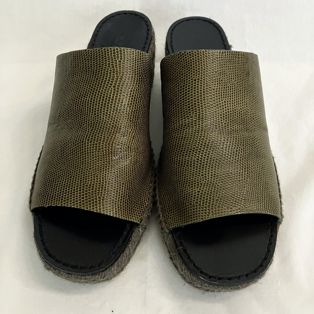 Rag & Bone Khaki Leather Slide-Ins, Handmade In Spain. Size 39.5 (9-10). EUC.